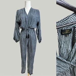 Anthropologie NAT BY NATALIE MARTIN Jumpsuit Women Size XS Black Claudette Print